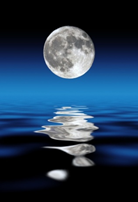The moon reflected in water